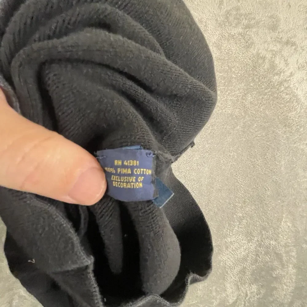 Polo Ralph‎ Lauren Men's Medium Jumper Navy Black Pima Cotton V Neck Pullover